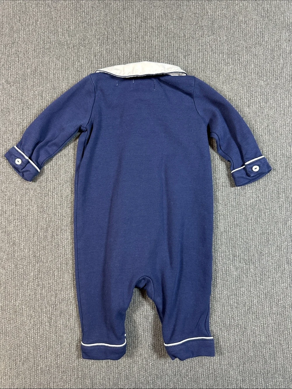 Ralph Lauren Navy Blue Double Breasted Embroidered Coverall Romper Baby Boy 3M